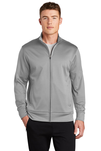 Sport-Tek Sport-Wick Fleece Full-Zip Jacket.  ST241 Silver
