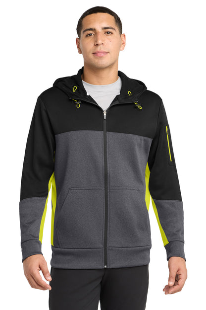 Sport-Tek Tech Fleece Colorblock Full-Zip Hooded Jacket ST245
