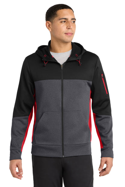 Sport-Tek Tech Fleece Colorblock Full-Zip Hooded Jacket ST245