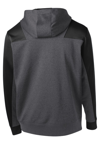 Sport-Tek  Tech Fleece Colorblock 1/4-Zip Hooded Sweatshirt. ST249 Graphite Heather/ Black