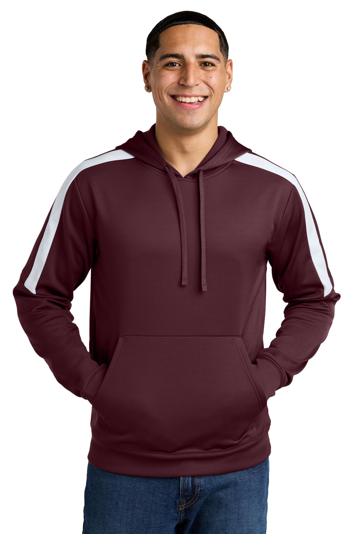 Sport-Tek Sport-Wick Fleece United Pullover Hoodie ST255 Maroon/ White