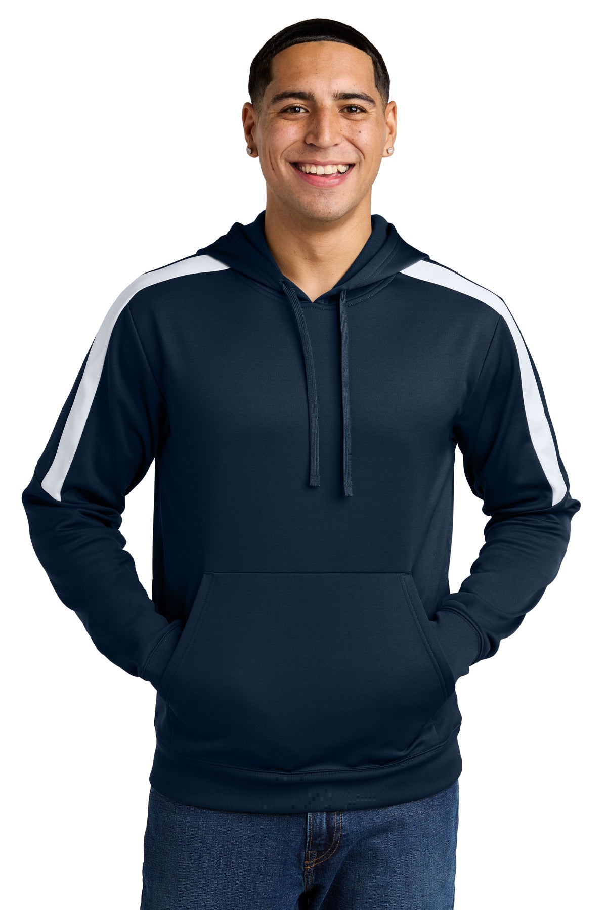 Sport-Tek Sport-Wick Fleece United Pullover Hoodie ST255 Navy/ White