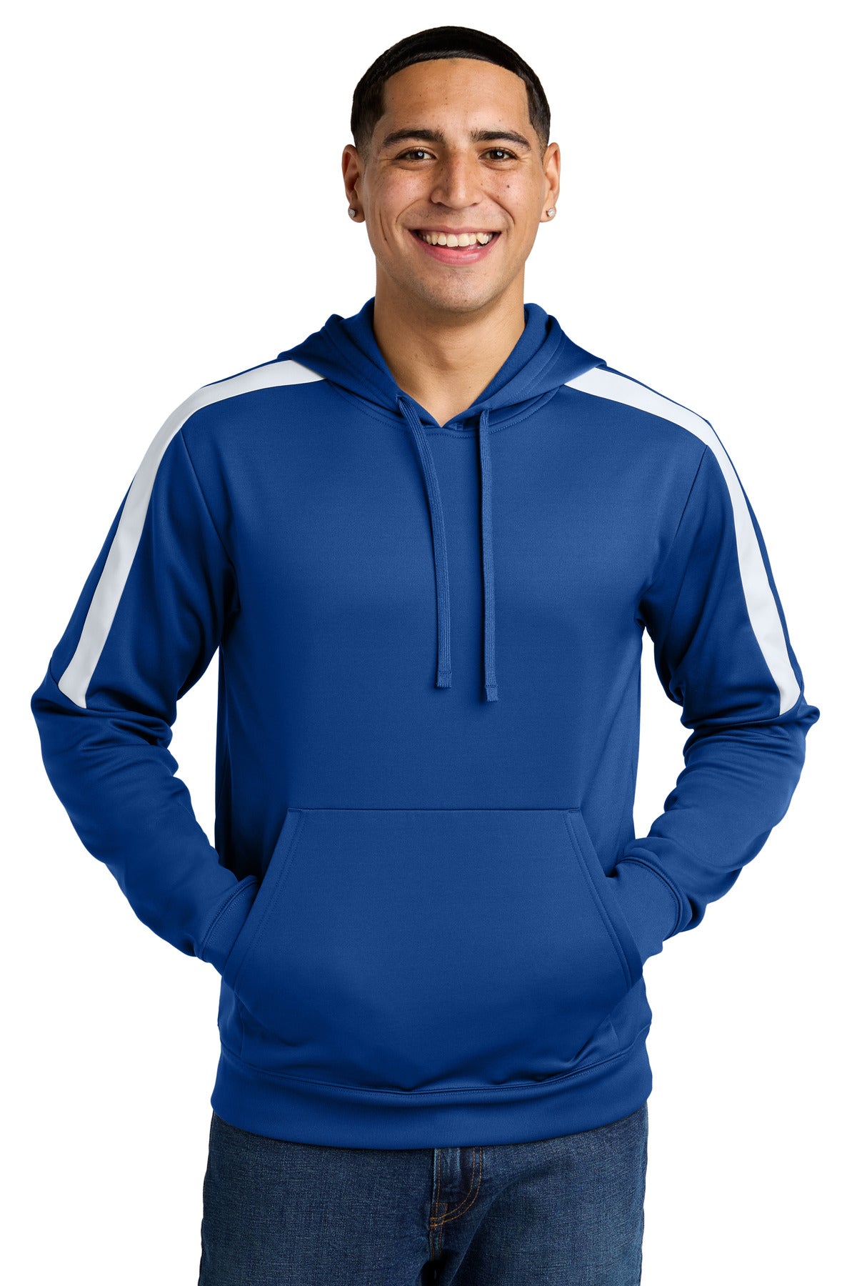 Sport-Tek Sport-Wick Fleece United Pullover Hoodie ST255 True Royal/ White