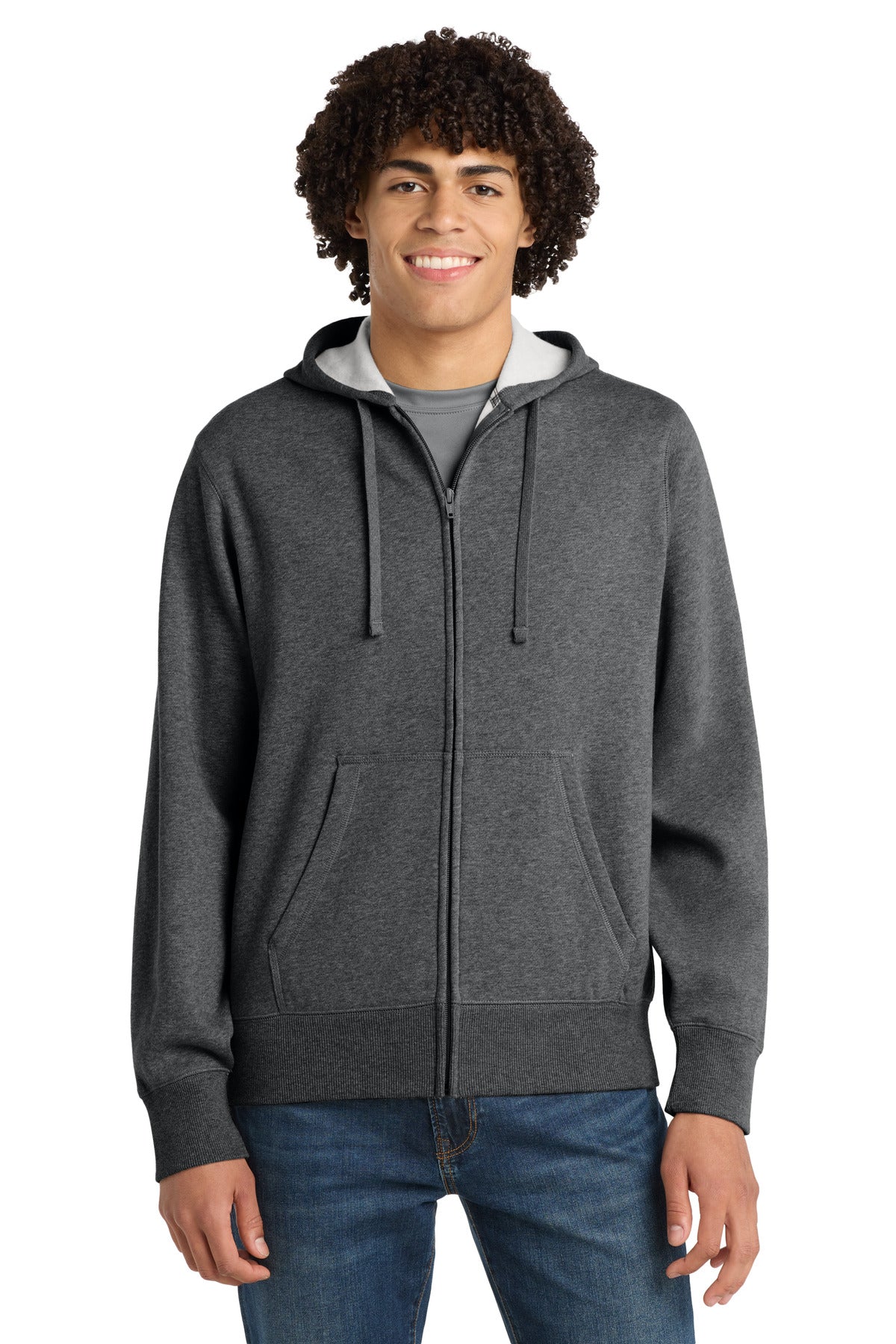 Sport-Tek Full-Zip Hooded Sweatshirt ST258 Graphite Heather