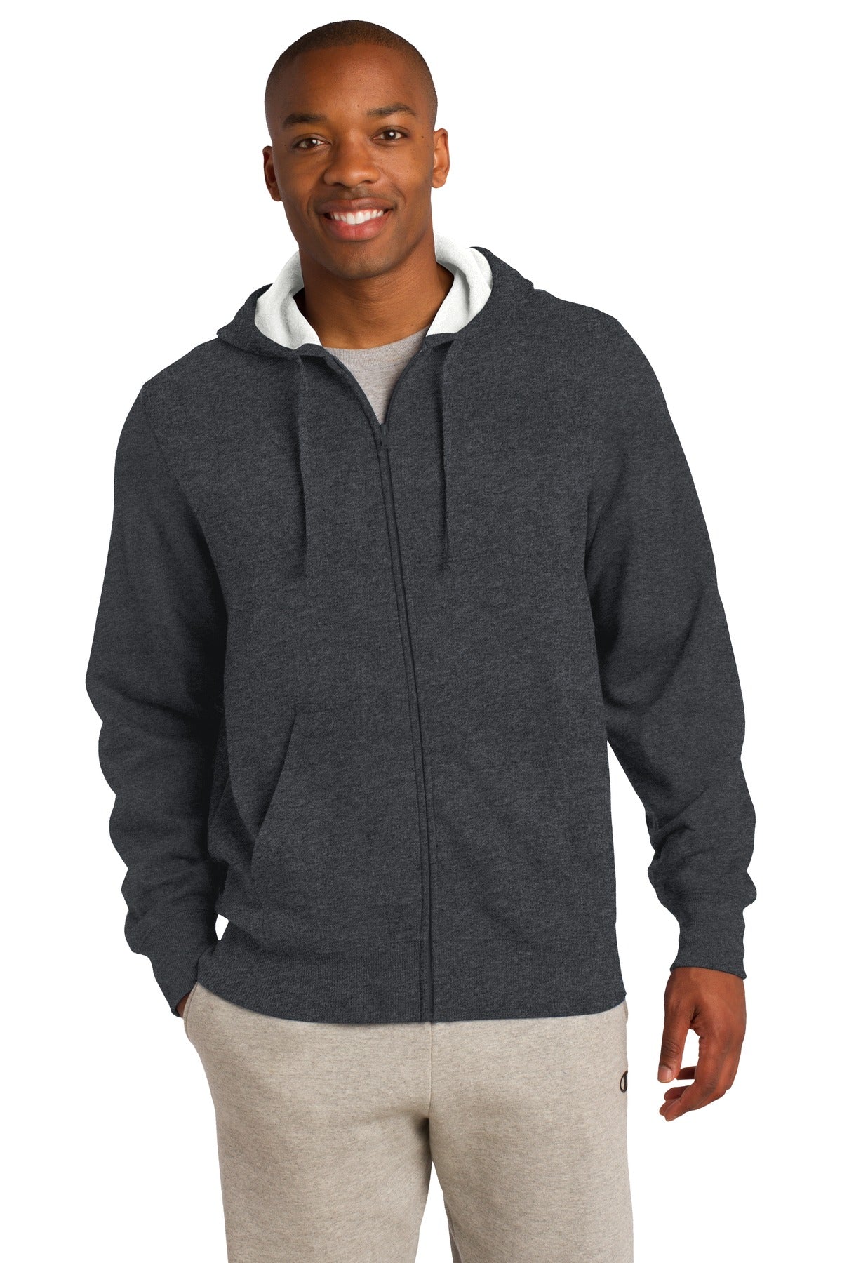 Sport-Tek Full-Zip Hooded Sweatshirt. ST258 Graphite Heather