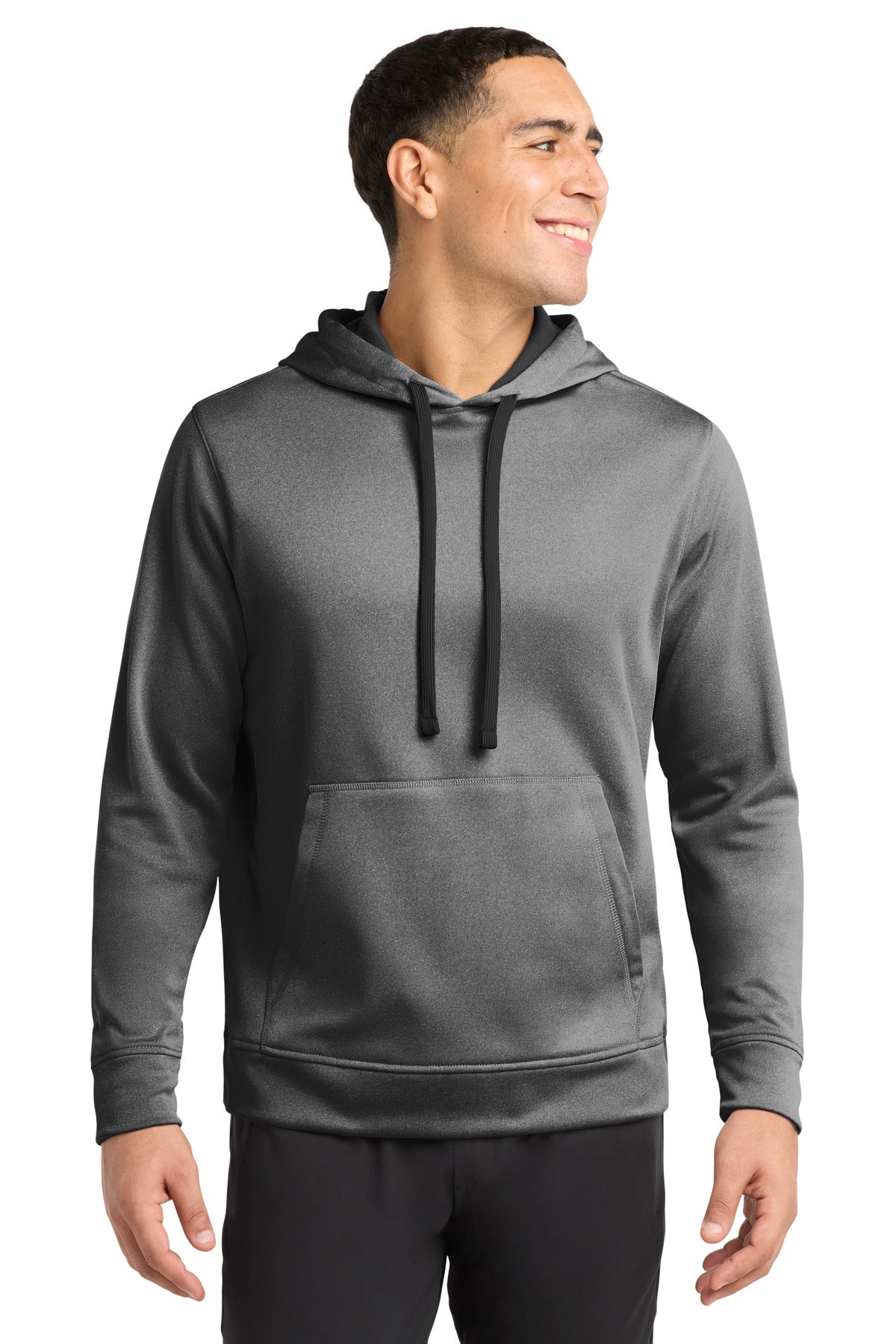 Sport-Tek PosiCharge Sport-Wick Heather Fleece Hooded Pullover ST264 Black Heather