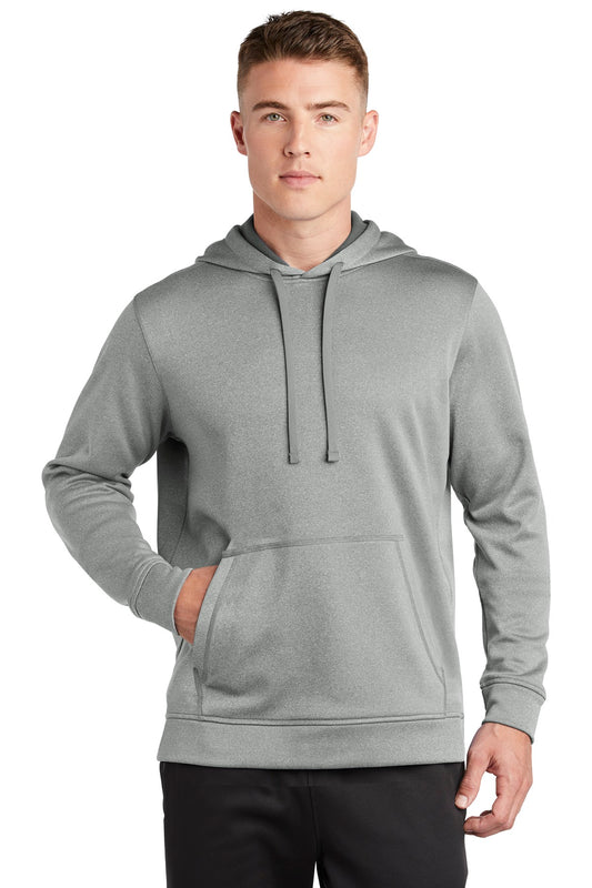 Sport-Tek  PosiCharge  Sport-Wick  Heather Fleece Hooded Pullover. ST264 Dark Silver Heather