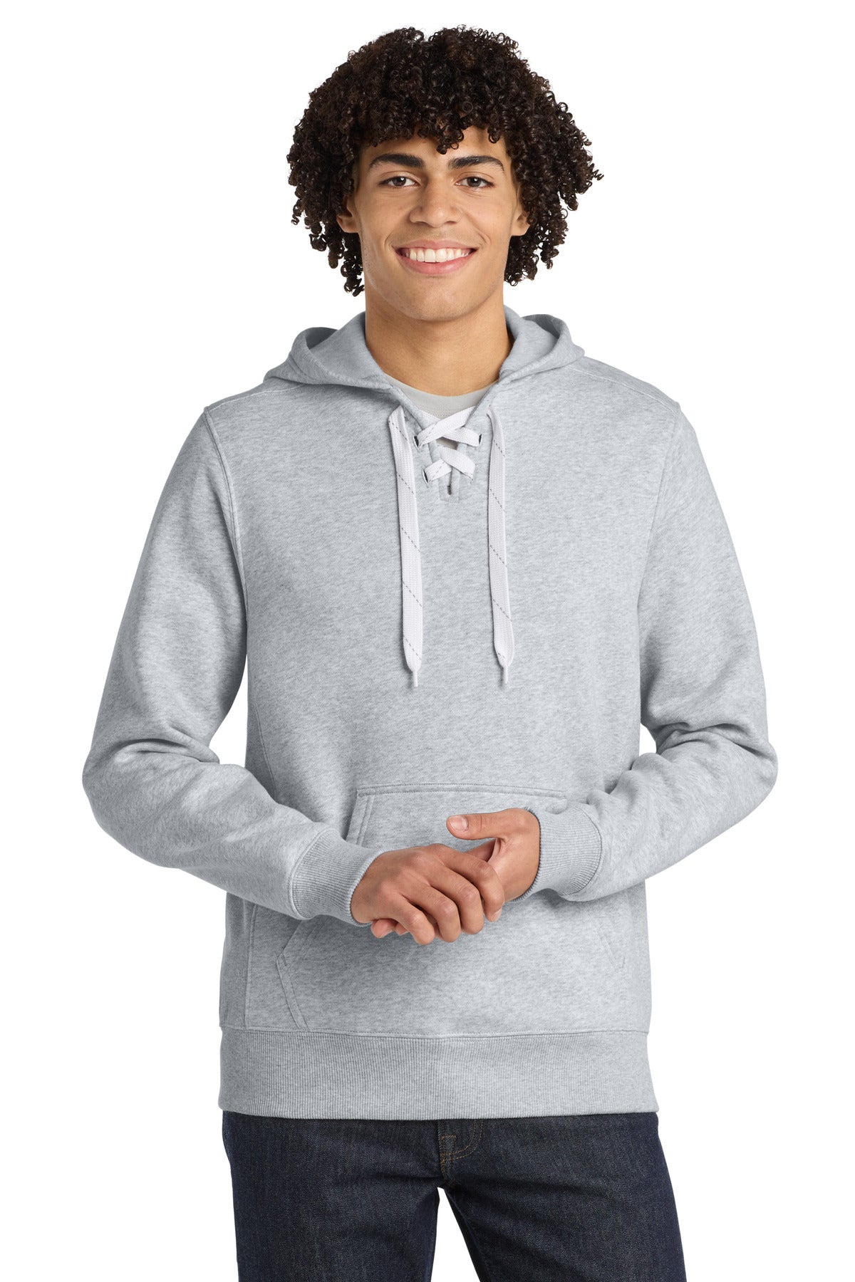 Sport-Tek Lace Up Pullover Hooded Sweatshirt ST271 Athletic Heather