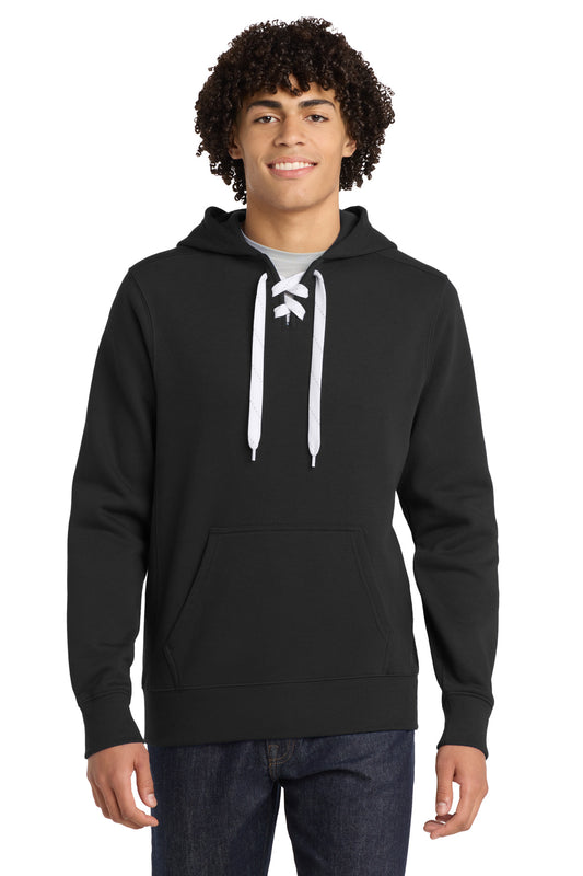 Sport-Tek Lace Up Pullover Hooded Sweatshirt ST271 Black