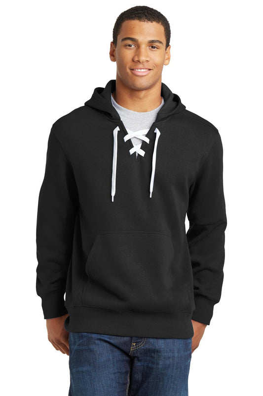 Sport-Tek Lace Up Pullover Hooded Sweatshirt. ST271 Black