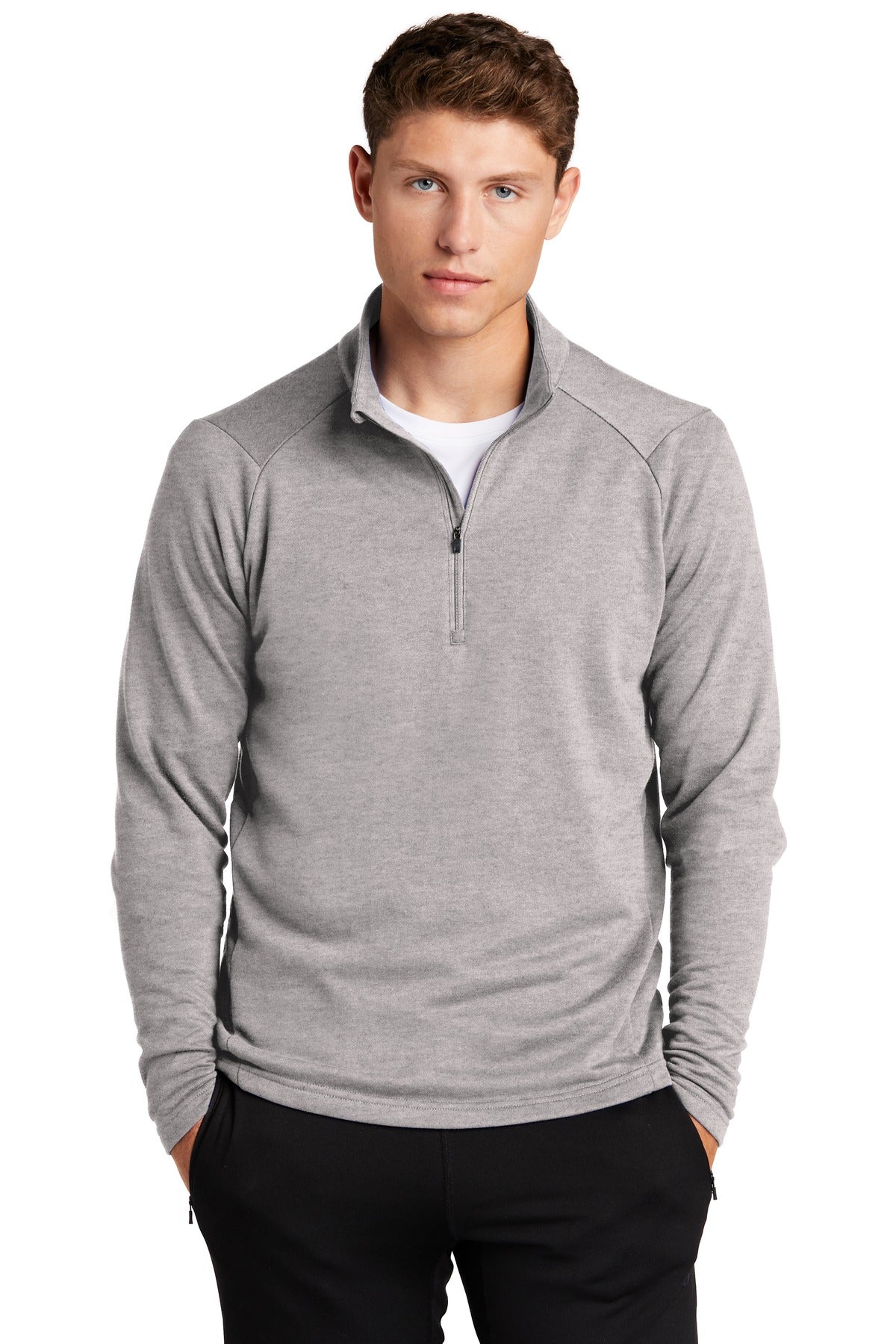 Sport-Tek  Lightweight French Terry 1/4-Zip Pullover. ST273 Heather Grey