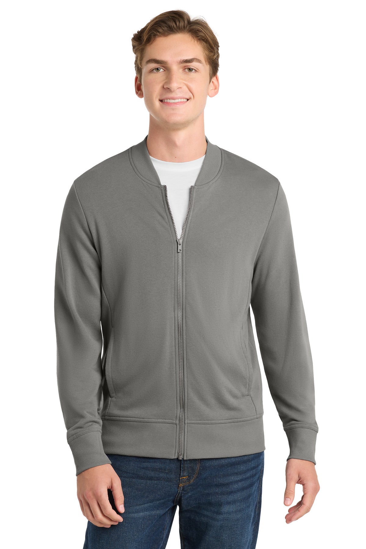 Sport-Tek Lightweight French Terry Bomber ST274 Grey Concrete