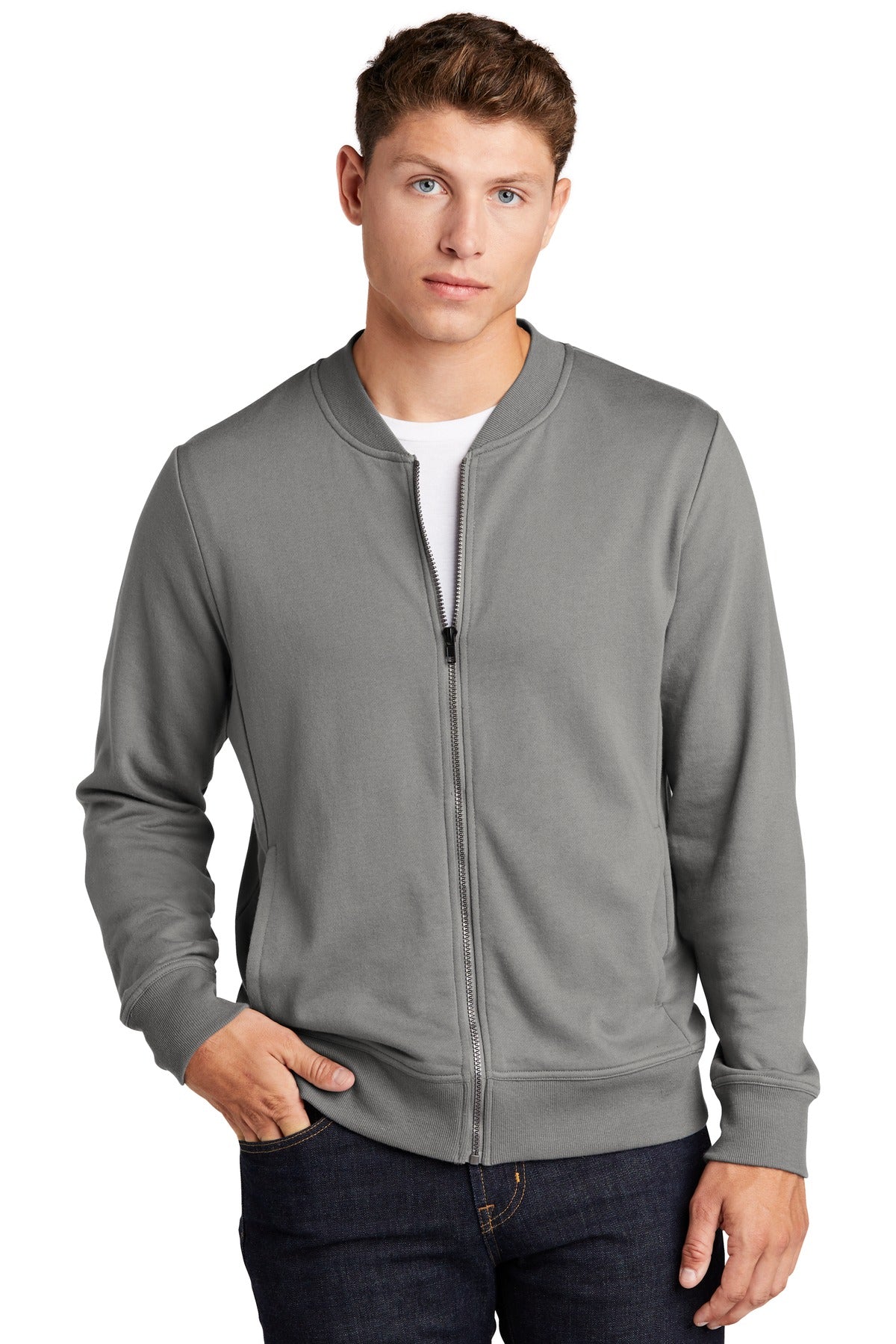 Sport-Tek  Lightweight French Terry Bomber. ST274 Grey Concrete