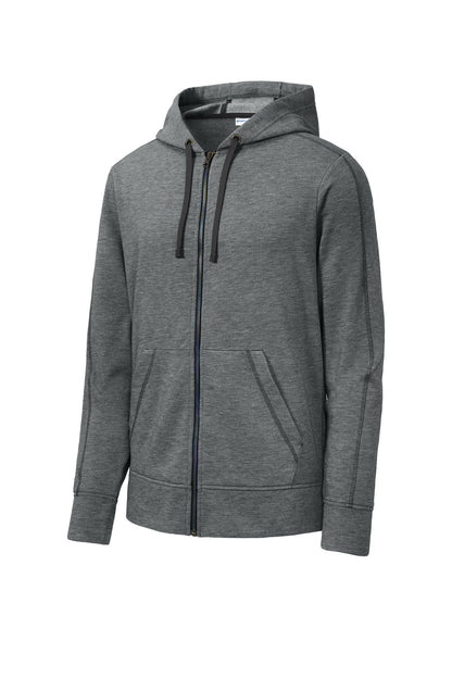Sport-Tek  PosiCharge  Tri-Blend Wicking Fleece Full-Zip Hooded Jacket ST293 Dark Grey Heather