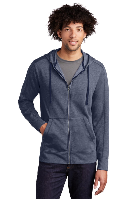 Sport-Tek  PosiCharge  Tri-Blend Wicking Fleece Full-Zip Hooded Jacket ST293 True Navy Heather