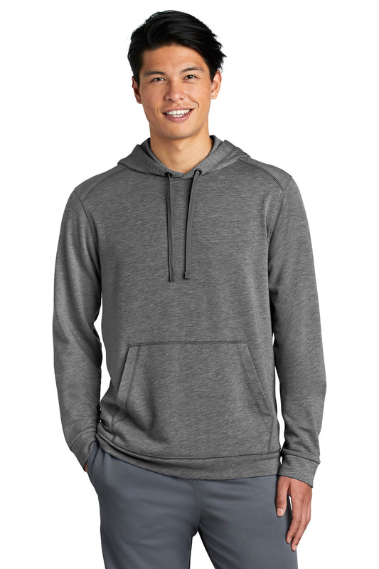 Sport-Tek  PosiCharge  Tri-Blend Wicking Fleece Hooded Pullover. ST296 Dark Grey Heather