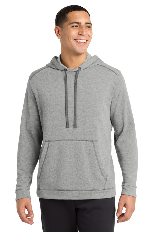 Sport-Tek PosiCharge Tri-Blend Wicking Fleece Hooded Pullover ST296 Light Grey Heather