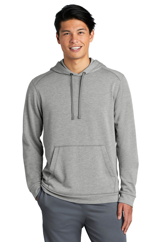Sport-Tek  PosiCharge  Tri-Blend Wicking Fleece Hooded Pullover. ST296 Light Grey Heather