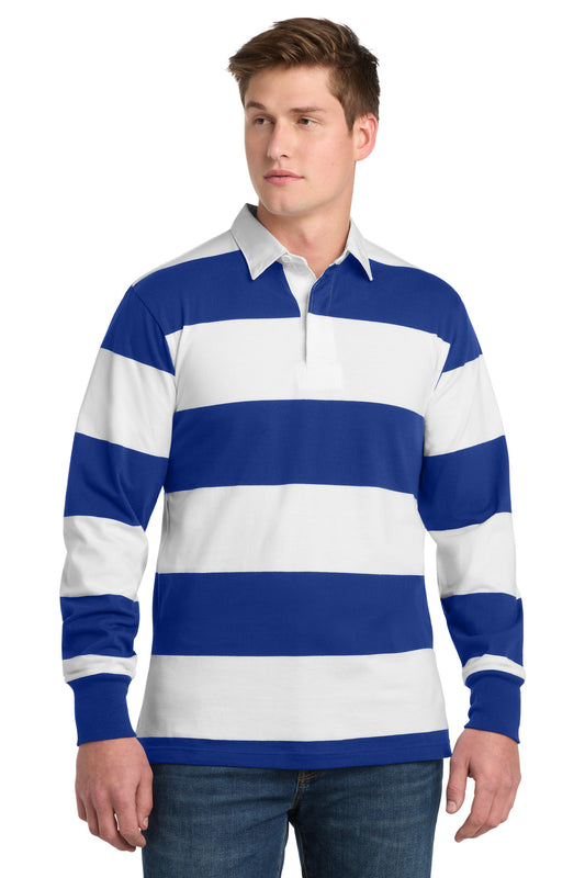 Sport-Tek Classic Long Sleeve Rugby Polo ST301 True Royal/ White
