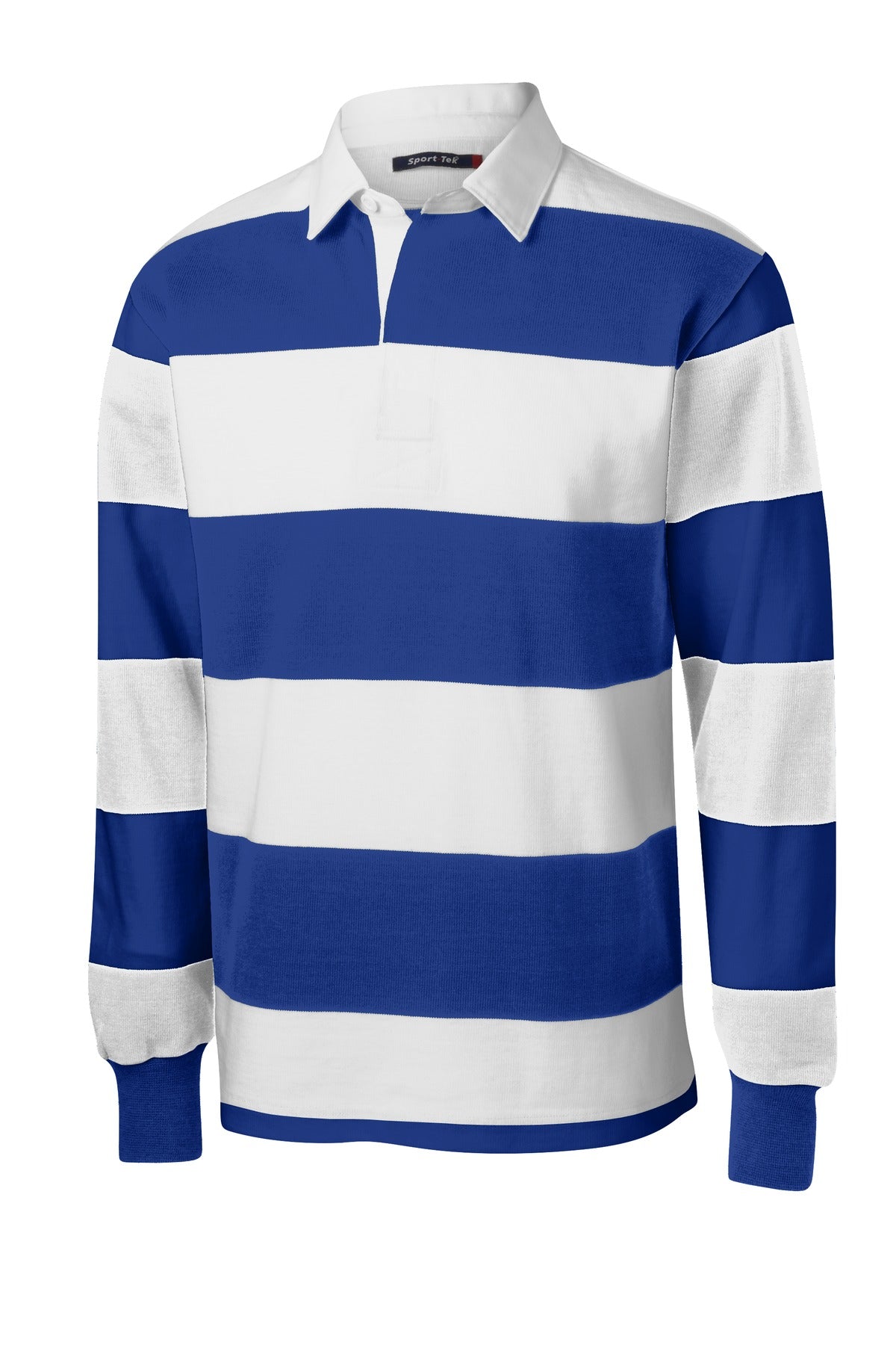 Sport-Tek Classic Long Sleeve Rugby Polo. ST301 True Royal/ White