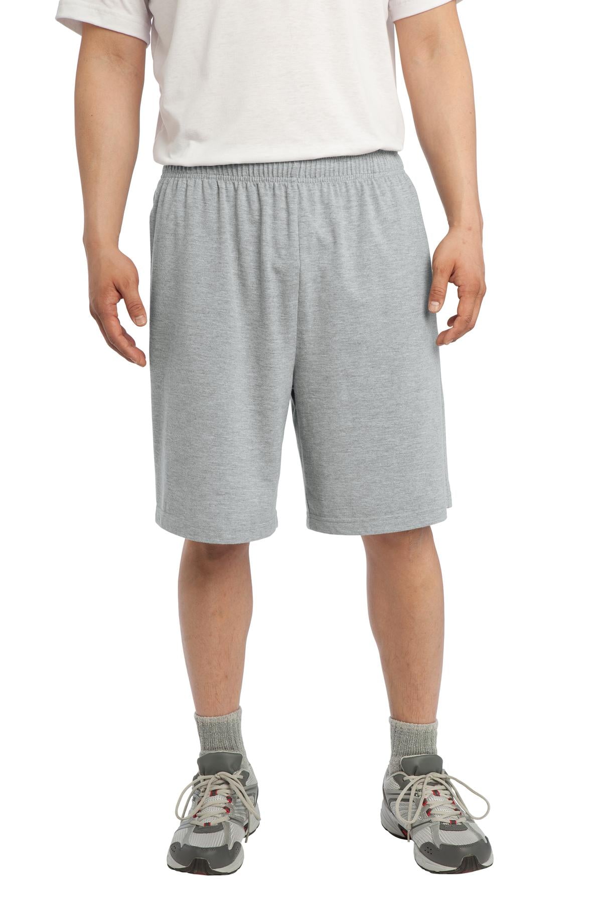 Sport-Tek Jersey Knit Short with Pockets ST310 Heather Grey