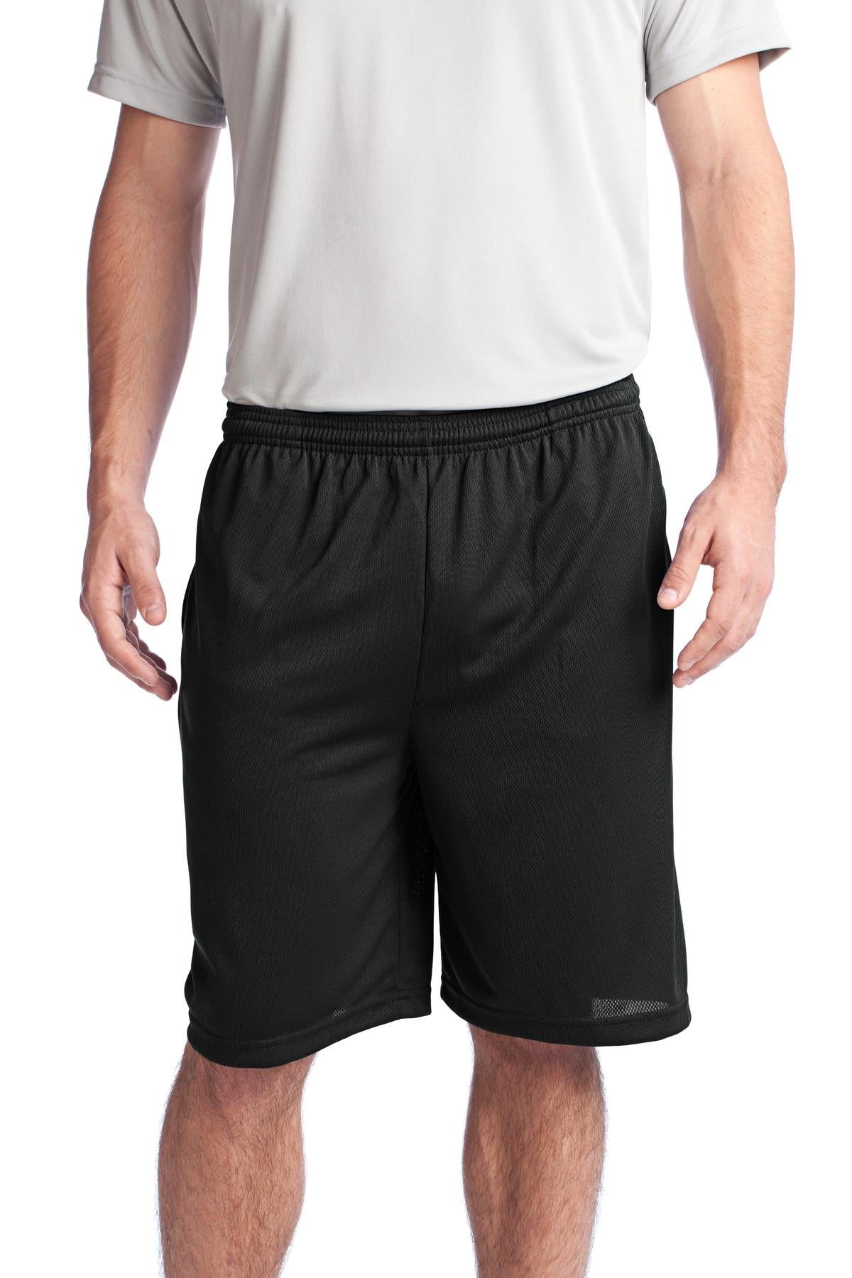 Sport-Tek PosiCharge Tough Mesh Pocket Short ST312 Black