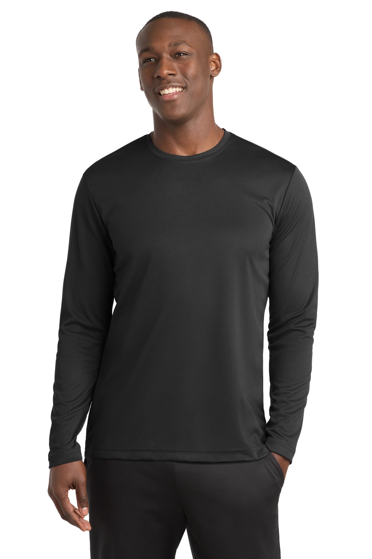Sport-Tek PosiCharge RacerMesh Long Sleeve Tee ST340LS Black