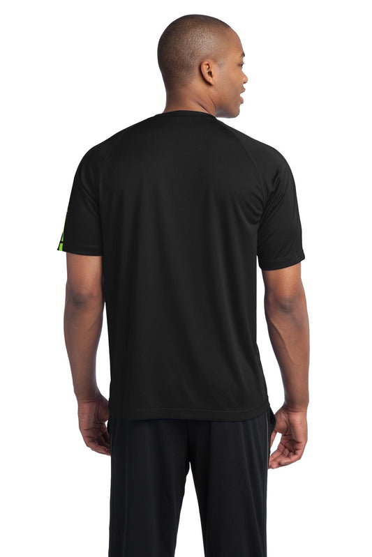 Sport-Tek Colorblock PosiCharge Competitor Tee. ST351 Black/ Lime Shock
