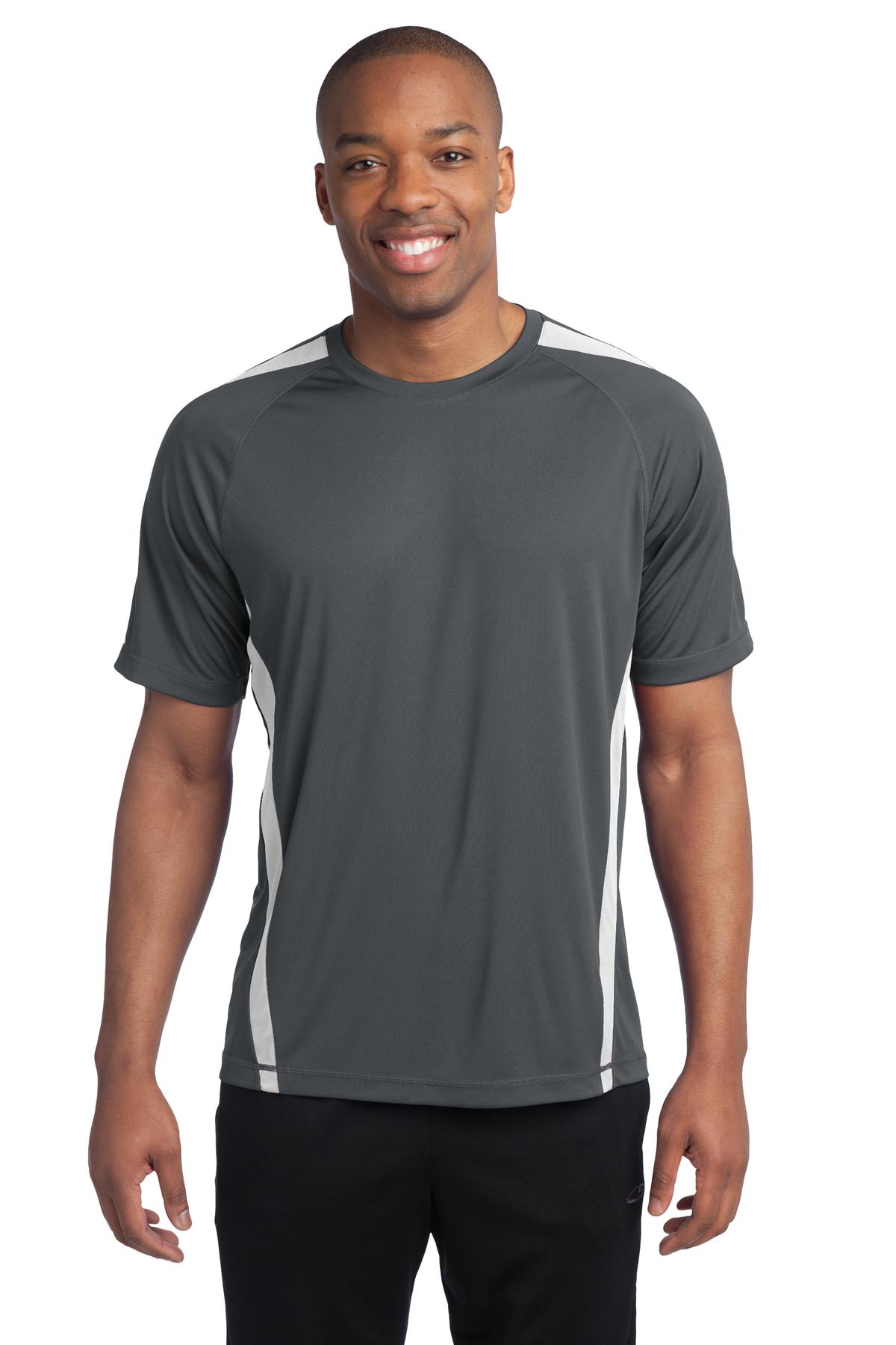 Sport-Tek Colorblock PosiCharge Competitor Tee. ST351 Iron Grey/ White