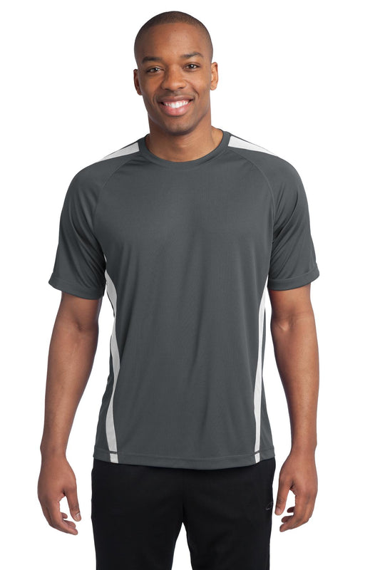 Sport-Tek Colorblock PosiCharge Competitor Tee. ST351 Iron Grey/ White