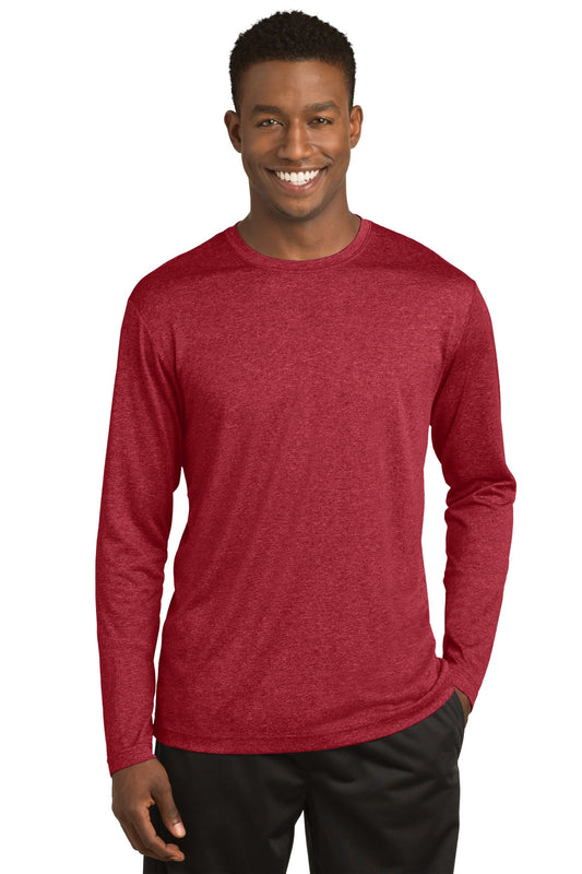 Sport-Tek Long Sleeve Heather Contender Tee. ST360LS Scarlet Heather