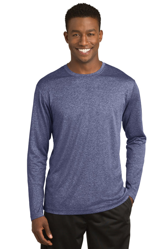 Sport-Tek Long Sleeve Heather Contender Tee. ST360LS True Navy Heather