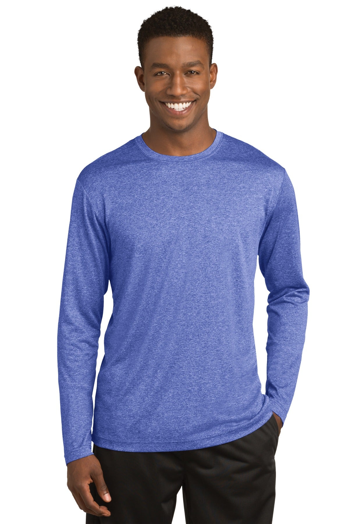 Sport-Tek Long Sleeve Heather Contender Tee. ST360LS True Royal Heather