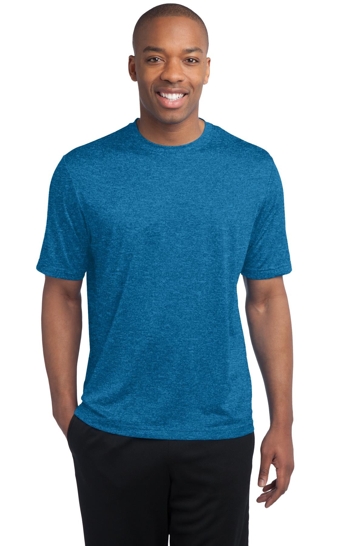 Sport-Tek Heather Contender Tee. ST360 Blue Wake Heather