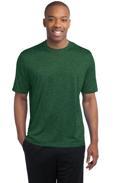 Sport-Tek Heather Contender Tee. ST360 Forest Green Heather