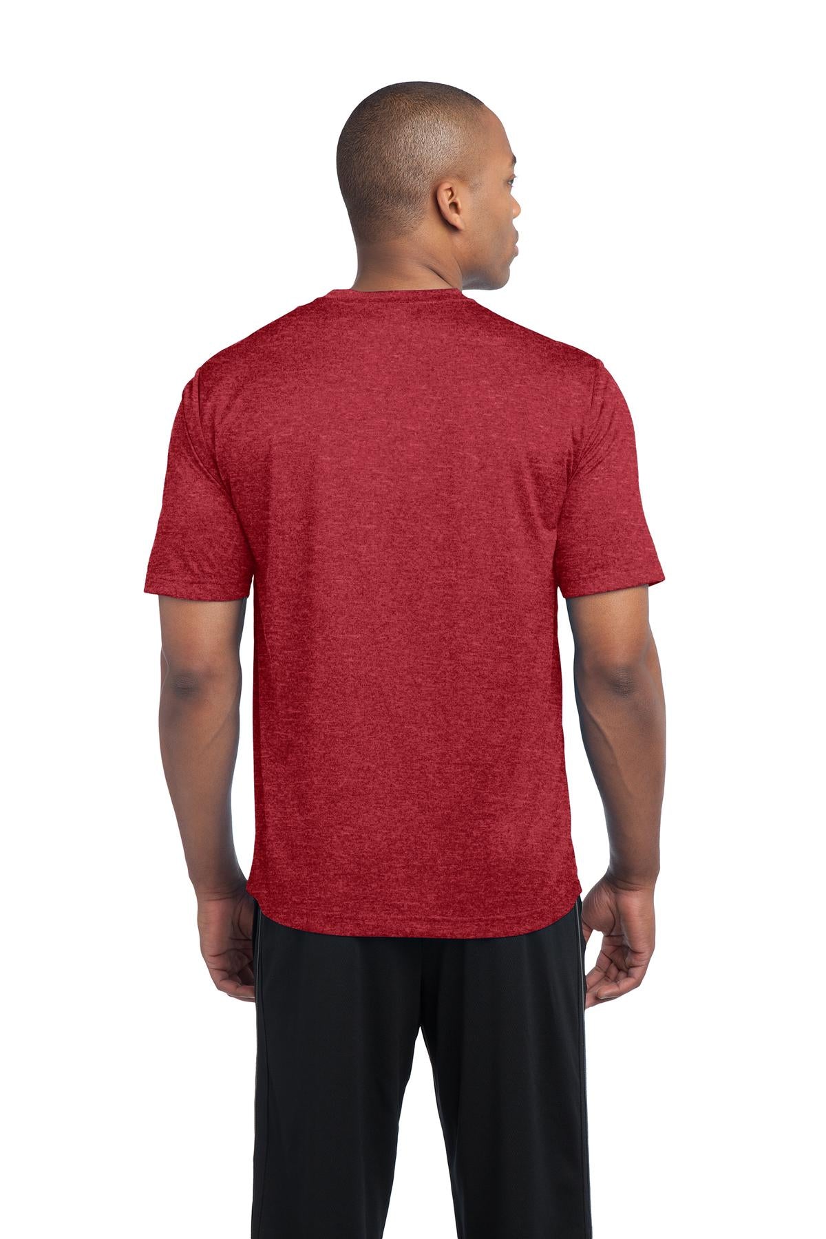 Sport-Tek Heather Contender Tee. ST360 Scarlet Heather