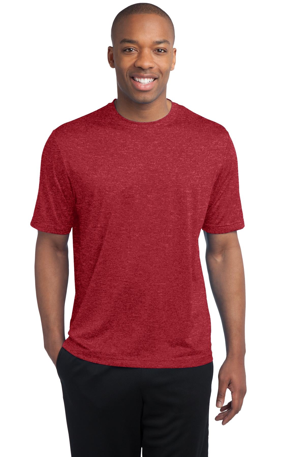 Sport-Tek Tall Heather Contender Tee. TST360 Scarlet Heather Tall