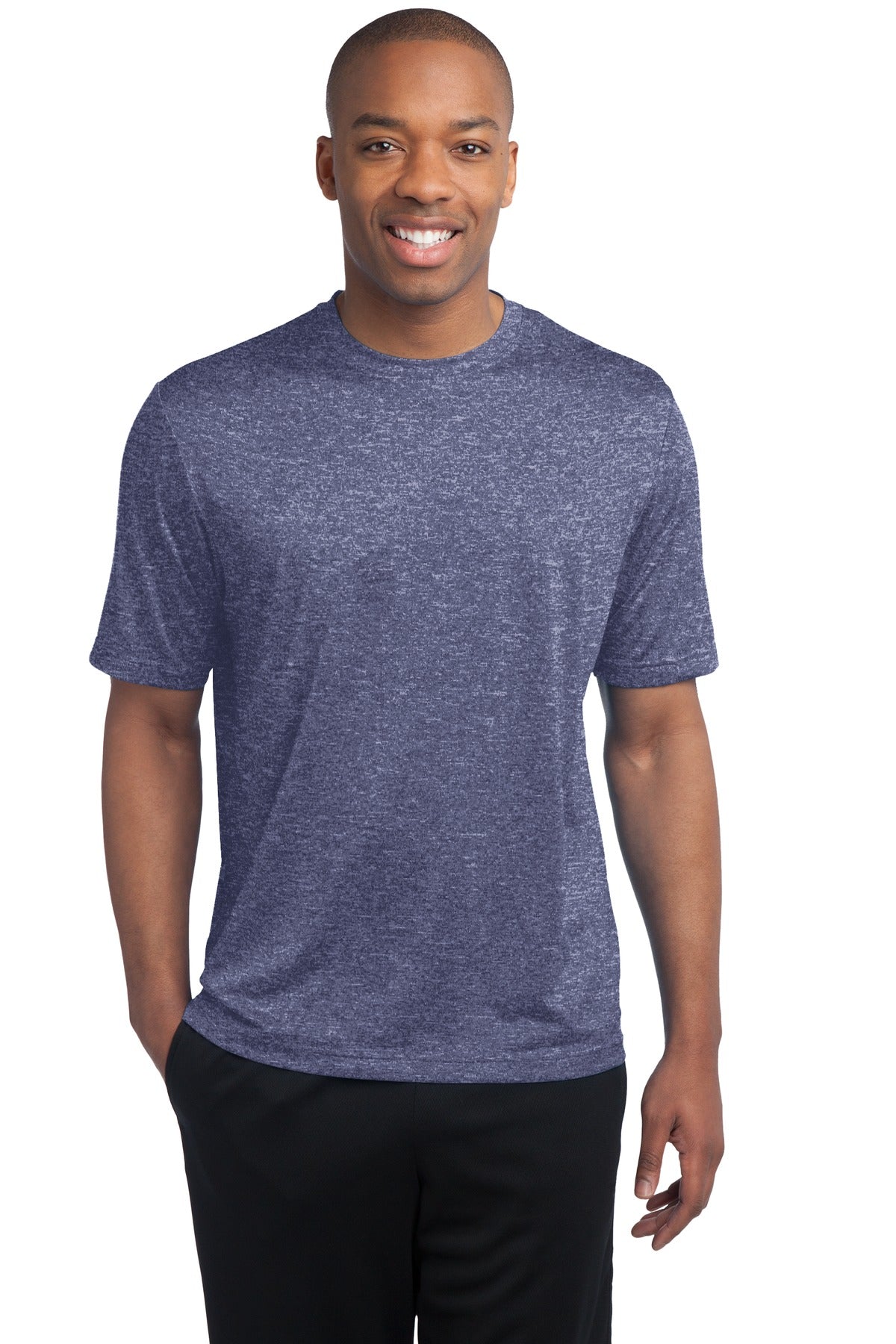 Sport-Tek Heather Contender Tee. ST360 True Navy Heather