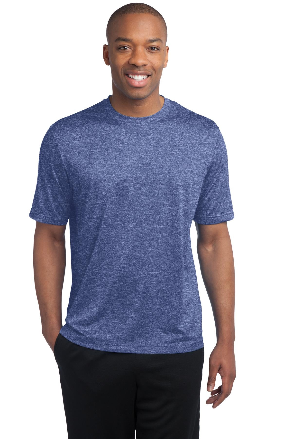 Sport-Tek Heather Contender Tee. ST360 True Royal Heather