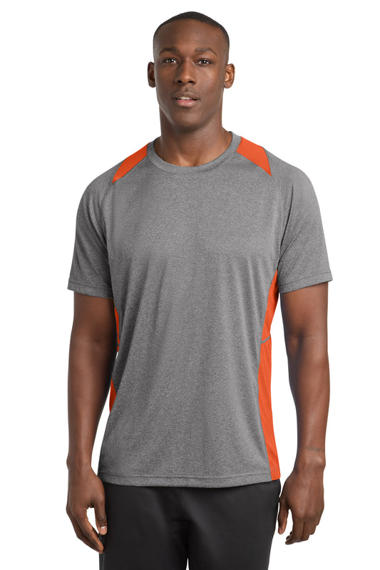 Sport-Tek Heather Colorblock Contender Tee ST361 Vintage Heather/ Deep Orange