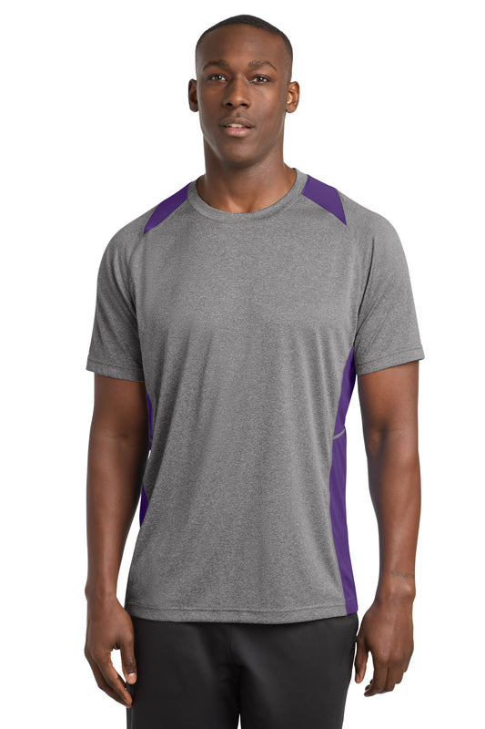 Sport-Tek Heather Colorblock Contender Tee ST361 Vintage Heather/ Purple