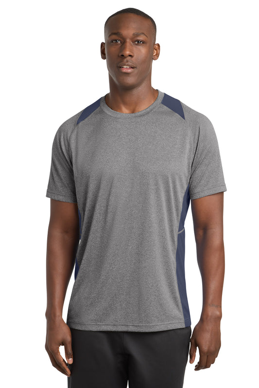 Sport-Tek Heather Colorblock Contender Tee ST361 Vintage Heather/ True Navy