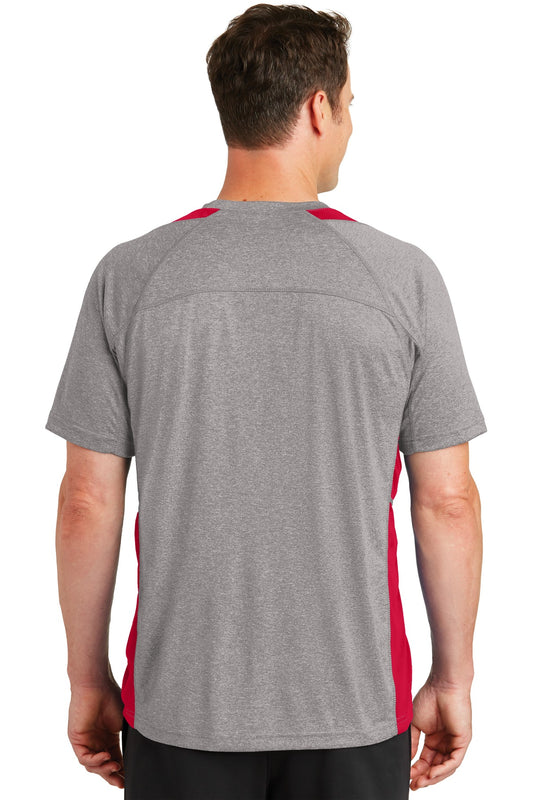 Sport-Tek Heather Colorblock Contender Tee. ST361 Vintage Heather/ True Red