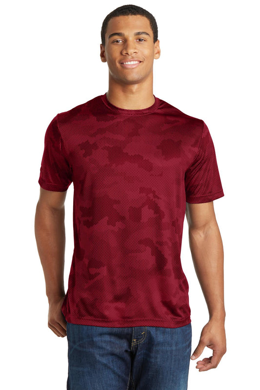 Sport-Tek CamoHex Tee. ST370 Deep Red