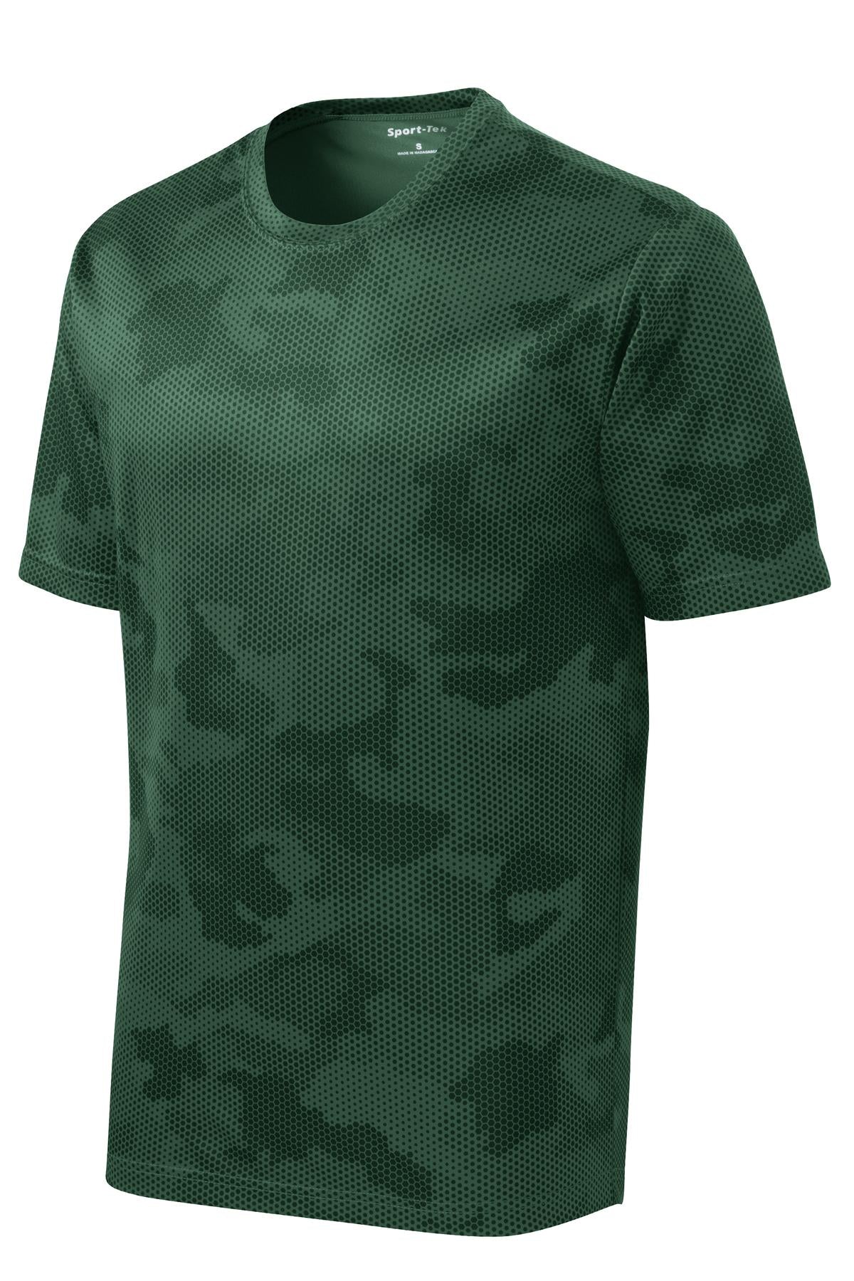 Sport-Tek CamoHex Tee. ST370 Forest Green