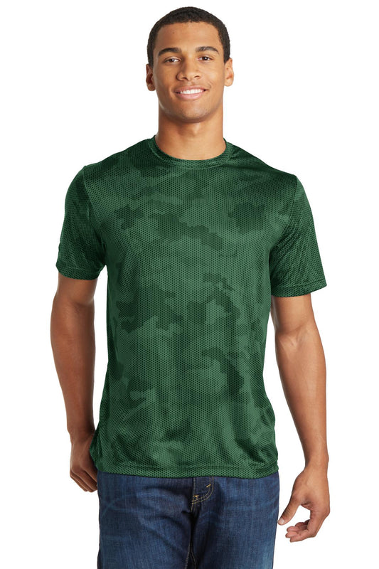 Sport-Tek CamoHex Tee. ST370 Forest Green
