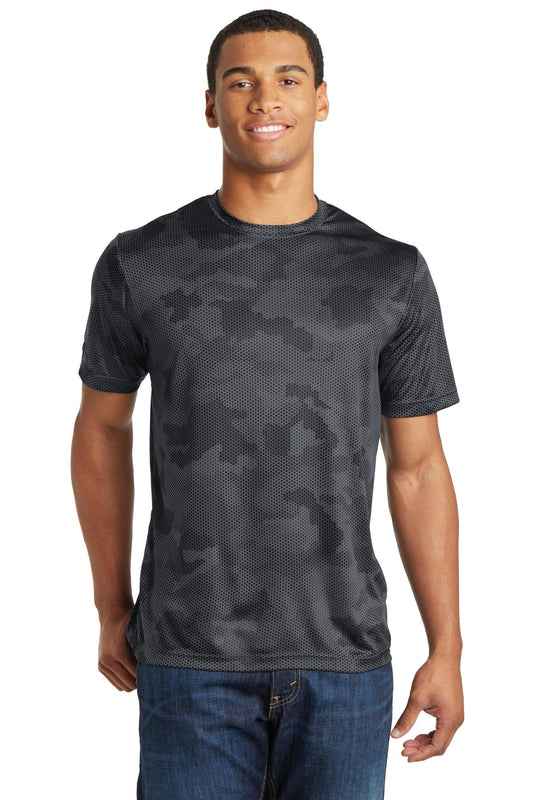 Sport-Tek CamoHex Tee. ST370 Iron Grey