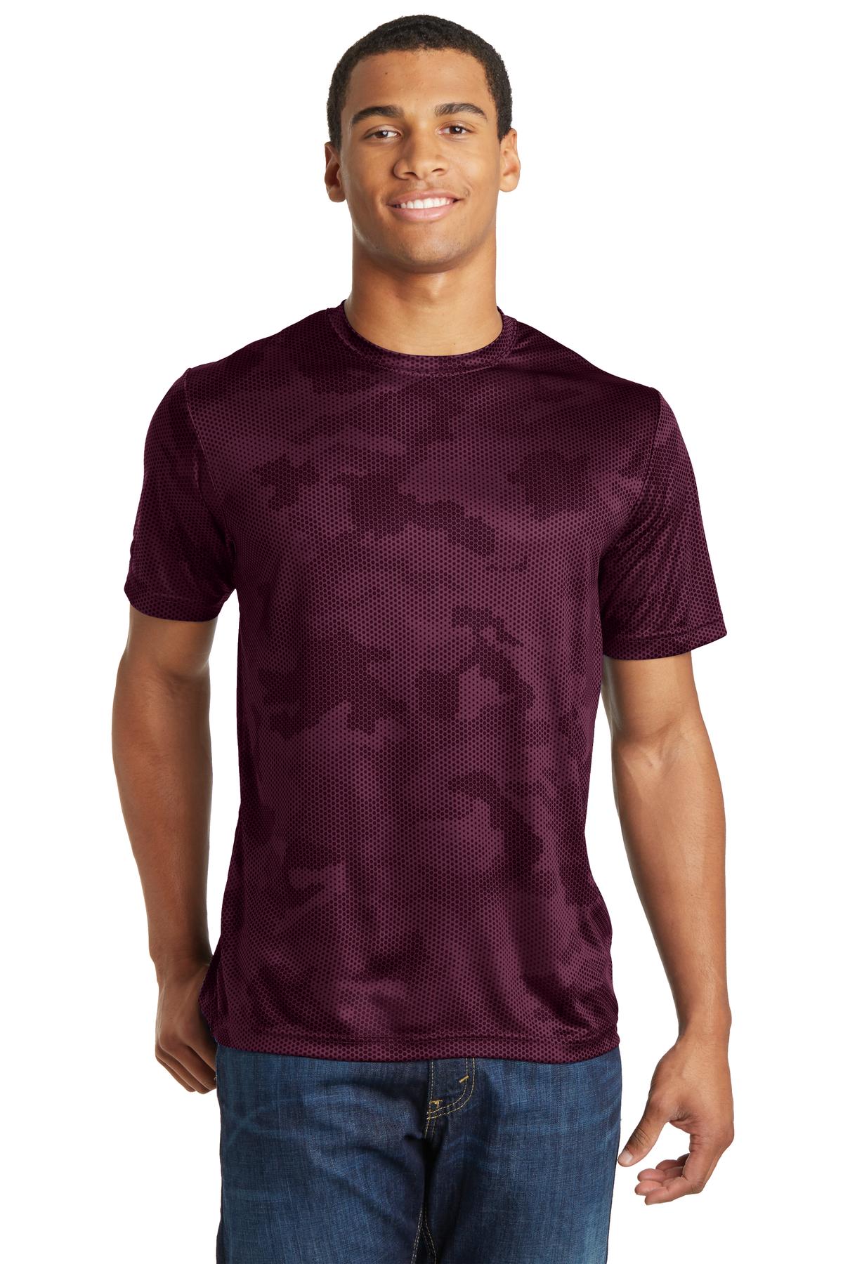 Sport-Tek CamoHex Tee. ST370 Maroon