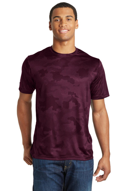 Sport-Tek CamoHex Tee. ST370 Maroon