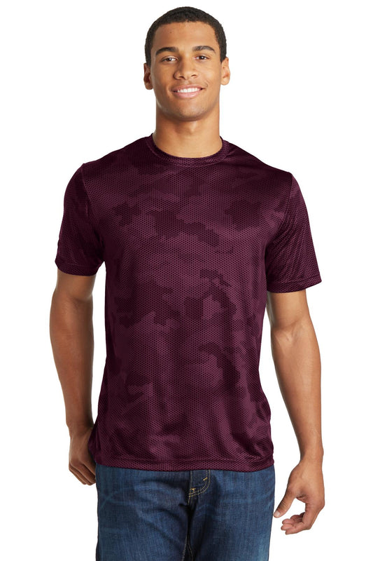 Sport-Tek CamoHex Tee. ST370 Maroon